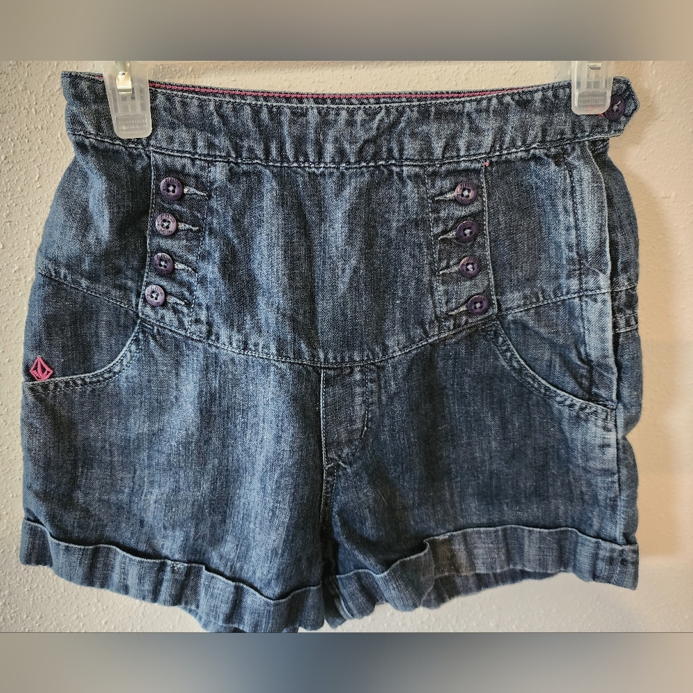 Volcom button front denim shorts